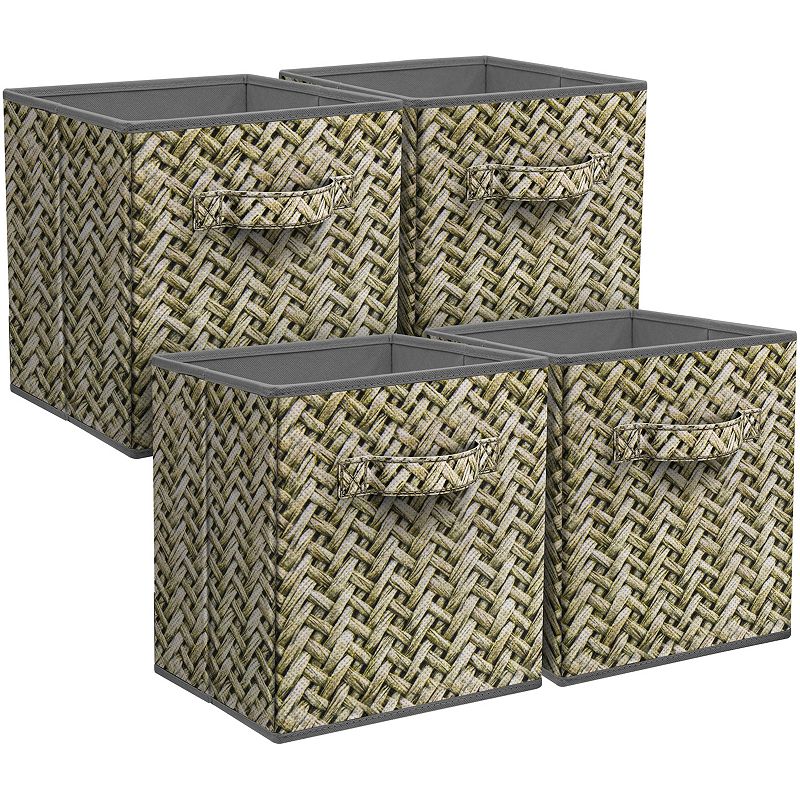 Foldable Storage Bins, Fabric Cubes (Cream, 16.2 x 10 x 12 in, 3