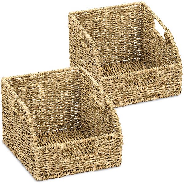 Sorbus Sloped Seagrass Wicker Baskets for Pantry & Kitchen