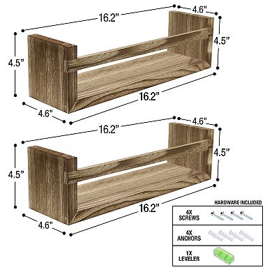 Sorbus Rustic Wood Floating Shelves 2-piece Set