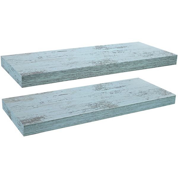 Sorbus Set of 2 Extra Long Decorative Floating Shelves - Blue