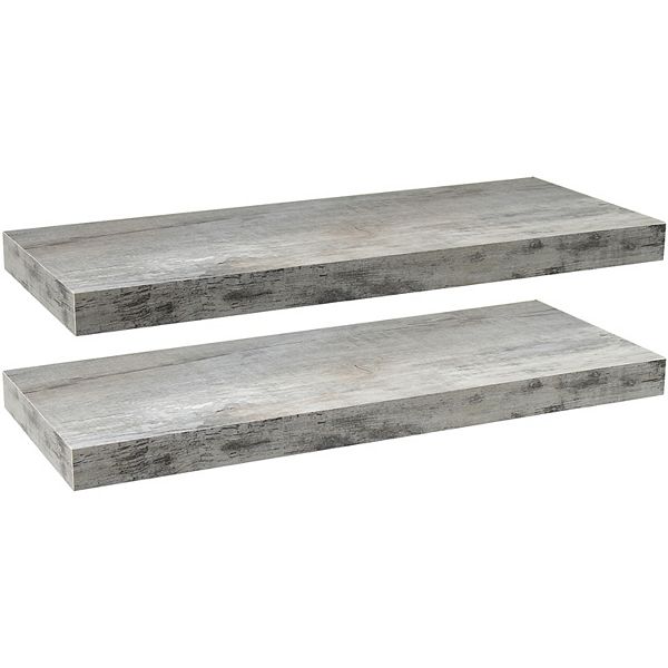 Sorbus Set of 2 Extra Long Decorative Floating Shelves - Gray Wood