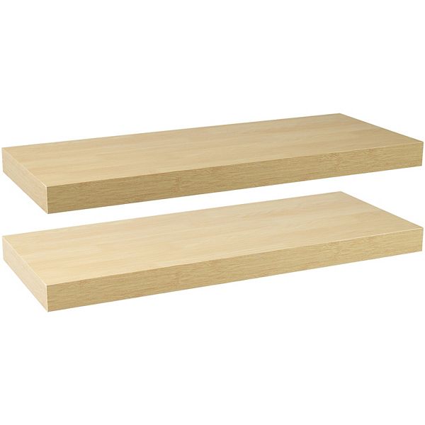 Sorbus Set of 2 Extra Long Decorative Floating Shelves - Maple Wood