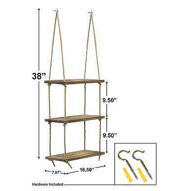Sorbus 3-Tier Rustic Wood Swing Storage Shelves