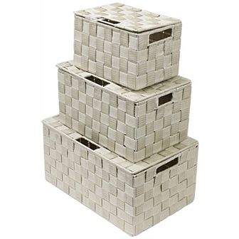 Sorbus 3 pc Stackable Weave Basket Set