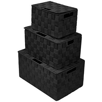 Sorbus 3 pc Stackable Weave Basket Set