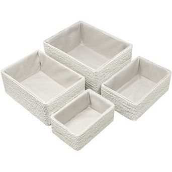 Sorbus Stackable Woven Baskets 4 pc Set