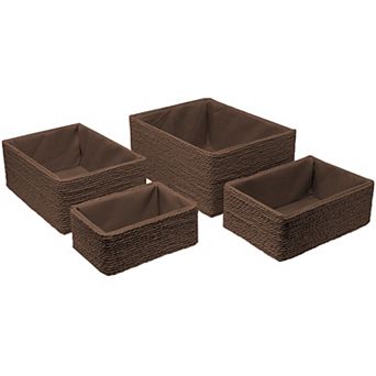 Sorbus Stackable Woven Baskets 4 pc Set
