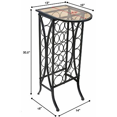 Sorbus 18-Bottle Wine Stand with Glass Top