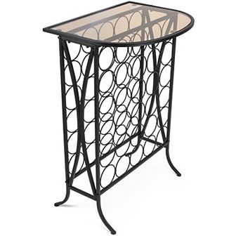 Sorbus 30-Bottle Wine Stand with Glass Top