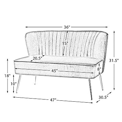 Hulala Home Fidelio Contemporary Tufted Back Loveseat Chair for Living Room