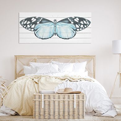 Gallery 57 Blue Moth Planked Wall Art