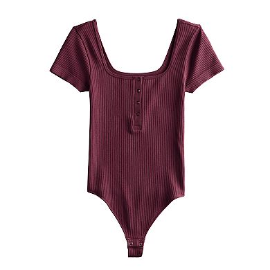 Juniors' SO® Seamless Henley Bodysuit