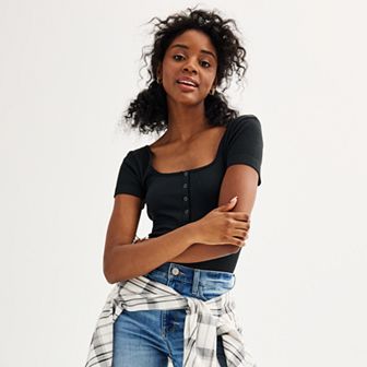 Juniors' SO® Seamless Henley Bodysuit