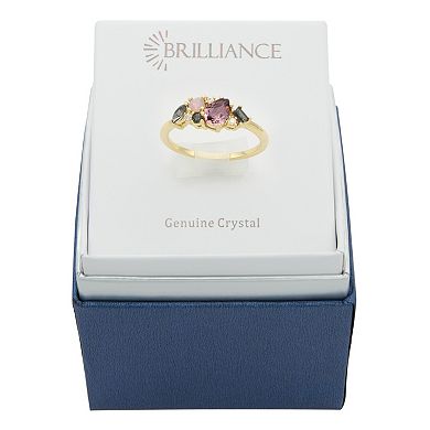 Brilliance Gold Tone Multi-Color Crystal Irregular Cluster Ring