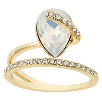 Brilliance Gold Tone Simulated Opal Crystal Wrap Ring