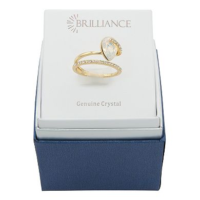 Brilliance Gold Tone Simulated Opal Crystal Wrap Ring