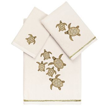 Linum Home Textiles Turkish Cotton Tortuga 3 pc Embellished Towel Set