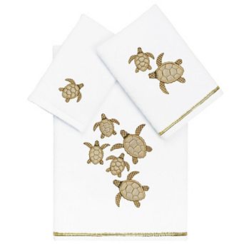 Linum Home Textiles Turkish Cotton Tortuga 3 pc Embellished Towel Set