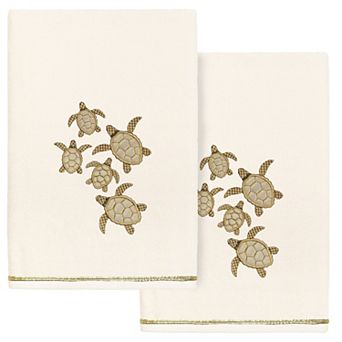 Linum Home Textiles Turkish Cotton Tortuga 2 pc Embellished Bath Towel Set