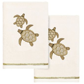 Linum Home Textiles Turkish Cotton Tortuga 2 pc Embellished Hand Towel
