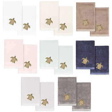 Linum Home Textiles Turkish Cotton Tortuga 2-piece Embellished Fingertip Towel Set