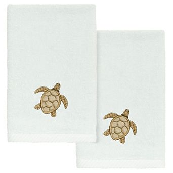 Linum Home Textiles Turkish Cotton Tortuga 2 pc Embellished Fingertip Towel Set