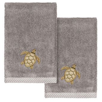 Linum Home Textiles Turkish Cotton Tortuga 2 pc Embellished Fingertip Towel Set