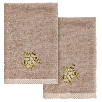Linum Home Textiles Turkish Cotton Tortuga 2 pc Embellished Fingertip Towel Set