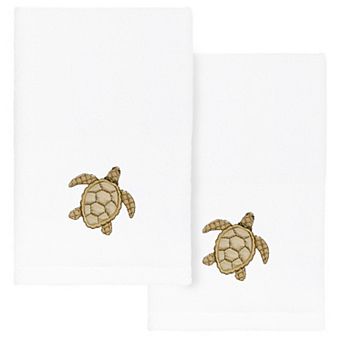Linum Home Textiles Turkish Cotton Tortuga 2 pc Embellished Fingertip Towel Set