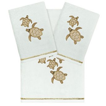 Linum Home Textiles Turkish Cotton Tortuga 3 pc Embellished Hand & Bath Towel Set