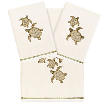 Linum Home Textiles Turkish Cotton Tortuga 3 pc Embellished Hand & Bath Towel Set