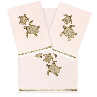 Linum Home Textiles Turkish Cotton Tortuga 3 pc Embellished Hand & Bath Towel Set