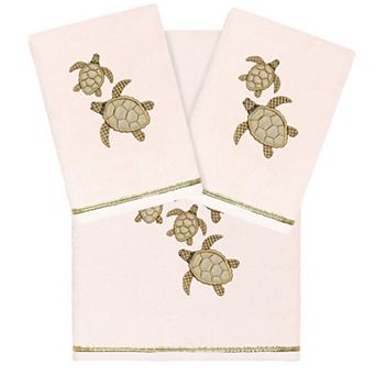 Linum Home Textiles Turkish Cotton Tortuga 3 pc Embellished Hand & Bath Towel Set