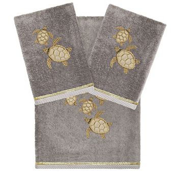 Linum Home Textiles Turkish Cotton Tortuga 3 pc Embellished Hand & Bath Towel Set