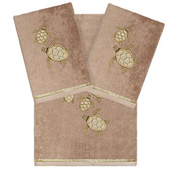 Linum Home Textiles Turkish Cotton Tortuga 3 pc Embellished Hand & Bath Towel Set