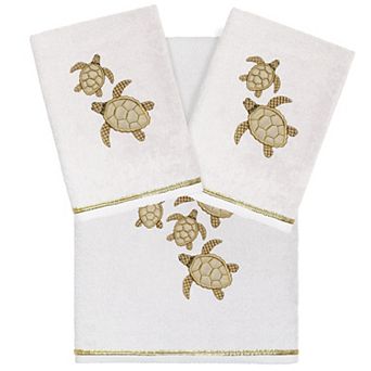 Linum Home Textiles Turkish Cotton Tortuga 3 pc Embellished Hand & Bath Towel Set