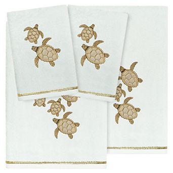 Linum Home Textiles Turkish Cotton Tortuga 4 pc Embellished Towel Set