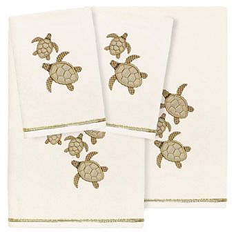 Linum Home Textiles Turkish Cotton Tortuga 4 pc Embellished Towel Set