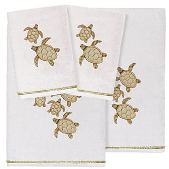 Linum Home Textiles Turkish Cotton Tortuga 4 pc Embellished Towel Set