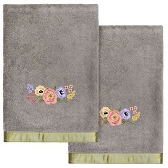 Linum Home Textiles Turkish Cotton Verano 2 pc Embellished Bath Towel Set