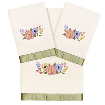 Linum Home Textiles Turkish Cotton Verano 3 pc Embellished Hand & Bath Towel Set