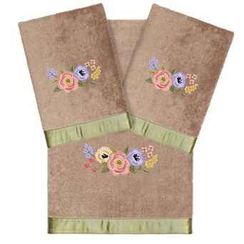 Linum Home Textiles Turkish Cotton Verano 3 pc Embellished Hand & Bath Towel Set