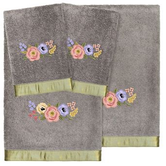 Linum Home Textiles Turkish Cotton Verano 4 pc Embellished Towel Set
