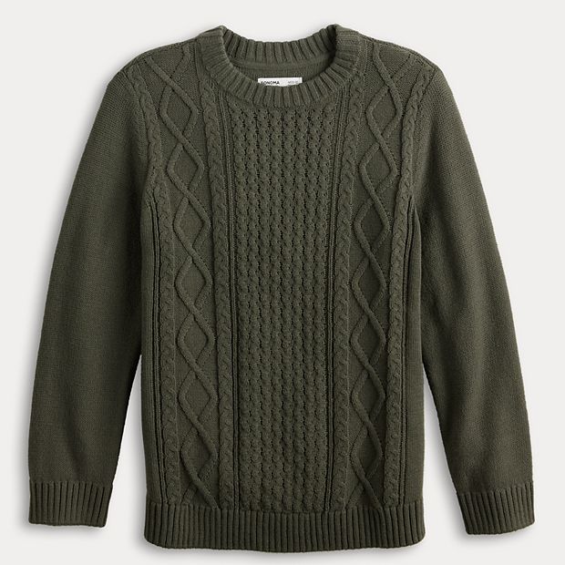 Boys 8-20 Sonoma Goods For Life® Cable Knit Crewneck Sweater