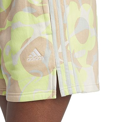 Women's adidas Floral 3-Stripes Fleece Shorts