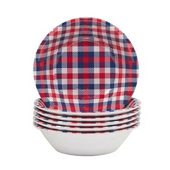 Certified International Patriotic Plaid 6 pc Melamine All-Purpose Bowl Set