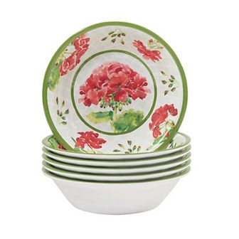 Certified International Geraniums 6 pc Melamine All-Purpose Bowl Set