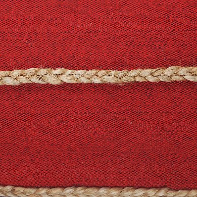36" Red and Navy Striped Rectangular Lumbar Pillow