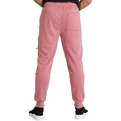 Vibes Men's Fleece Jogger Pants Double Moto Patch & Zipper Knee Trim Rib Cuff & Waist