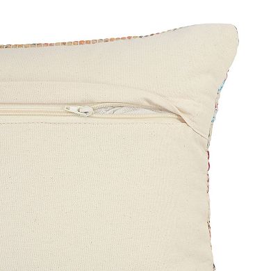 36" White and Red Diamond Chevron Handmade Rectangular Lumbar Pillow